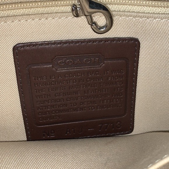 Vintage Rare Coach Leather Canvas Striped Brown Yellow & Tan Satchel Bag - Picture 5 of 14